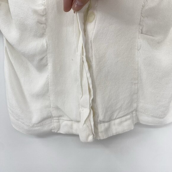 OLIVACEOUS Women's M White V-Neck Short Sleeve Button Up Top Rayon - Picture 6 of 9